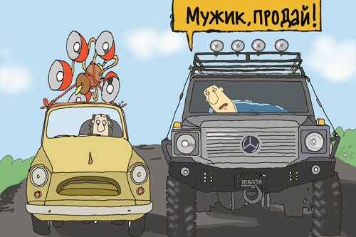 Мужик везет люстры на багажнике машины