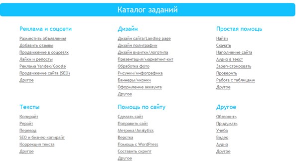 Каталог заданий