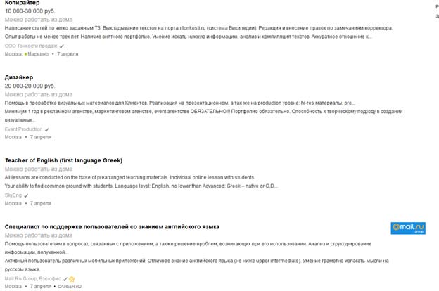 Виды заработка