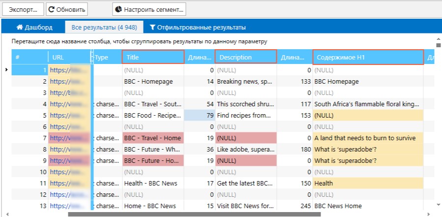 Смотрим содержание колонок